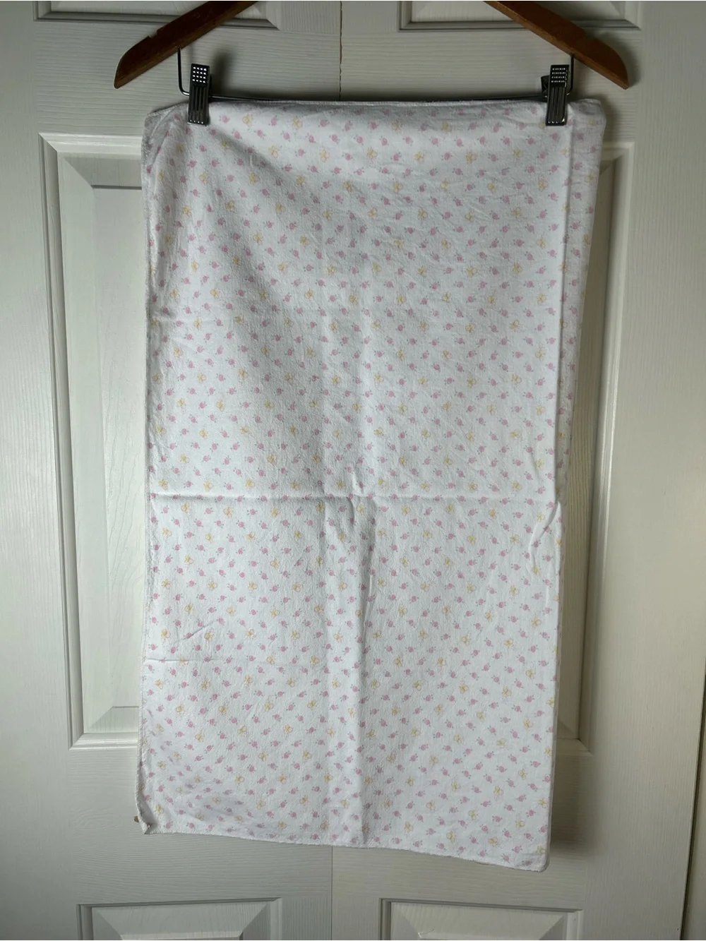 Vintage Pink White Yellow Floral Butterfly Baby Receiving Blanket Flannel Flower